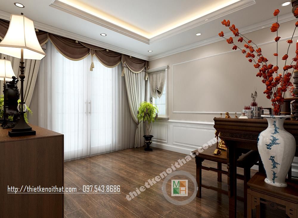 Bàn thờ gia tiên 2 tầng - Mẫu 010